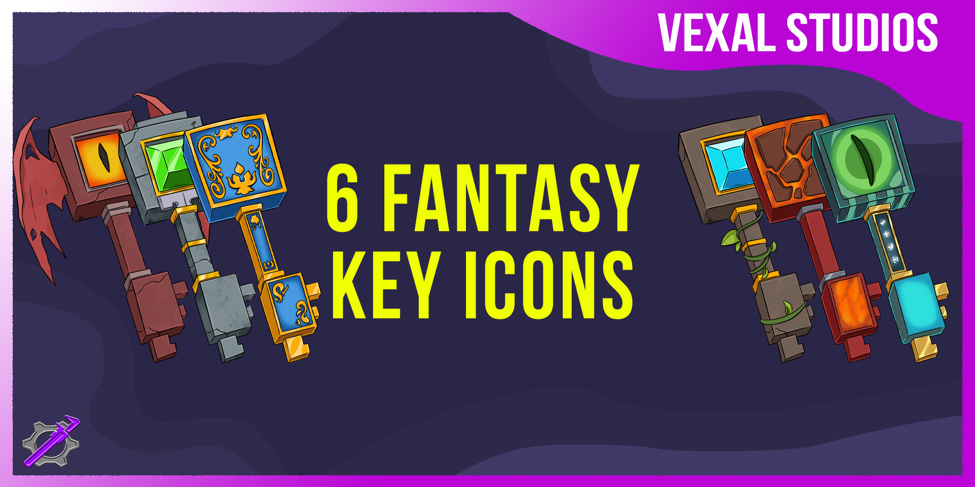 6 Fantasy Key Icons Banner