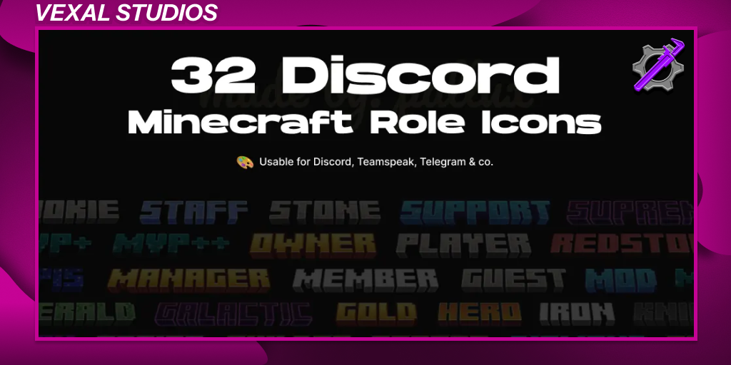 32 Minecraft or Discord role Icons Banner
